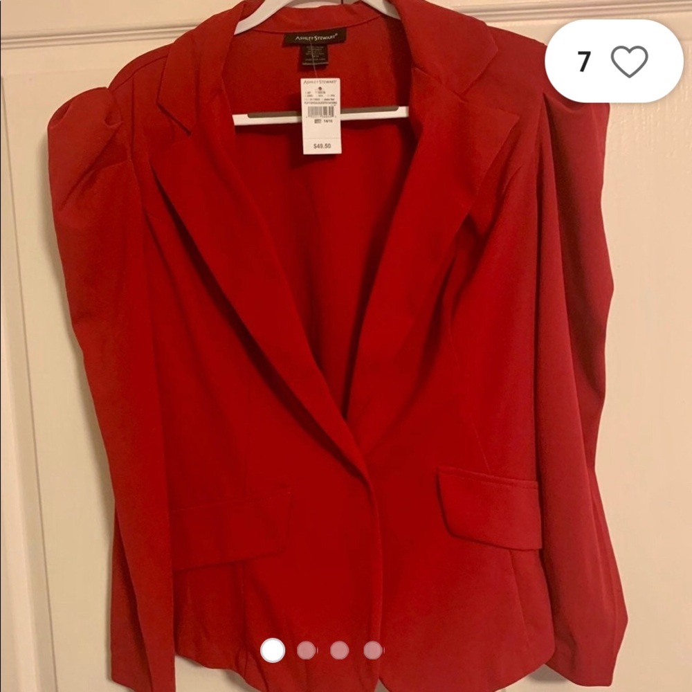 NWOT Ashley Stewart PUFF SHOULDER BLAZER in Jester Red- Size 22/24